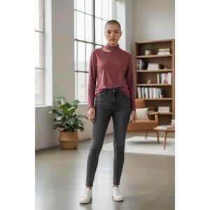 Abercrombie & Fitch Womens Top L  Long Sleeve Seamless Asymmetrical Cutout Shirt